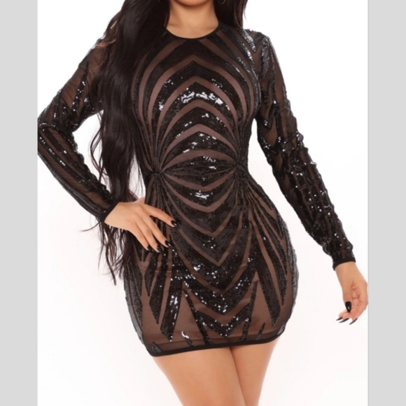 Medium Glimmer In Black Bodycon Dress - Picture 1 of 6